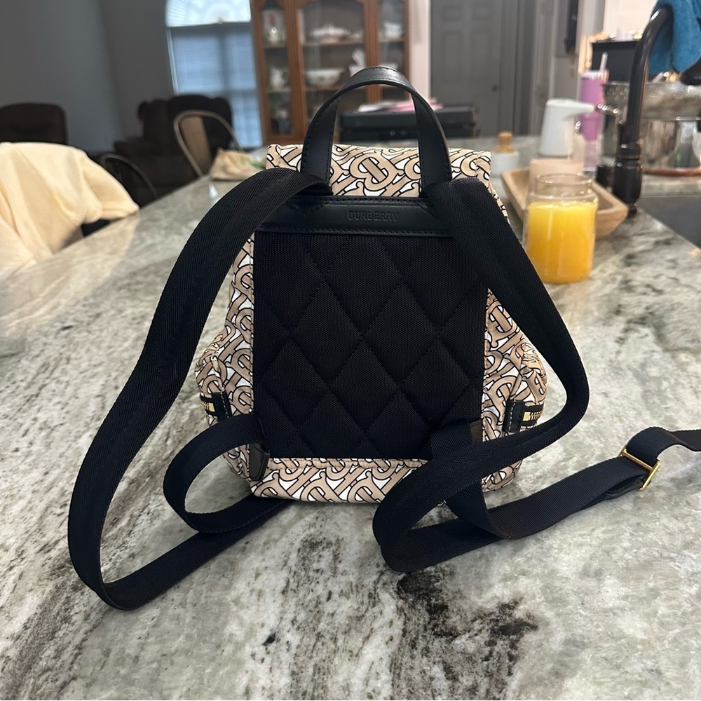 Burberry BURBERRY TB monogram backpack rucksack nylon leather beige black EUC - Picture 10 of 16